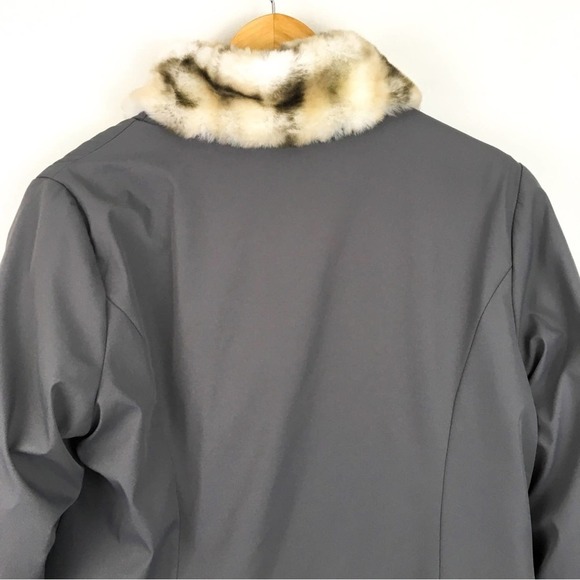 Hal Rubenstein gray leopard lined faux fur jacket Medium Penny Lane coat - Picture 12 of 14